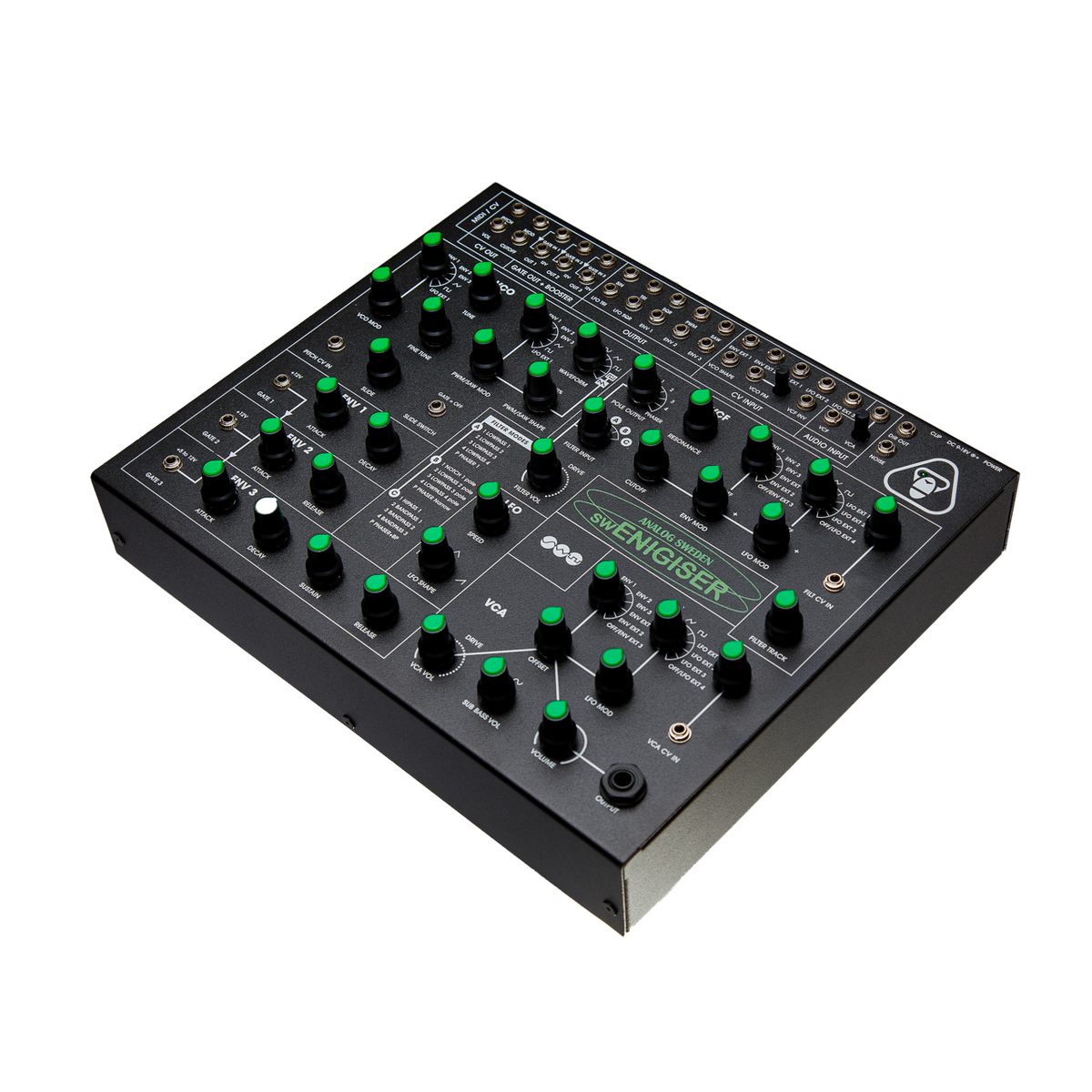 swEnigiser Limited Edition analoger Synthesizer, schräge Frontansicht