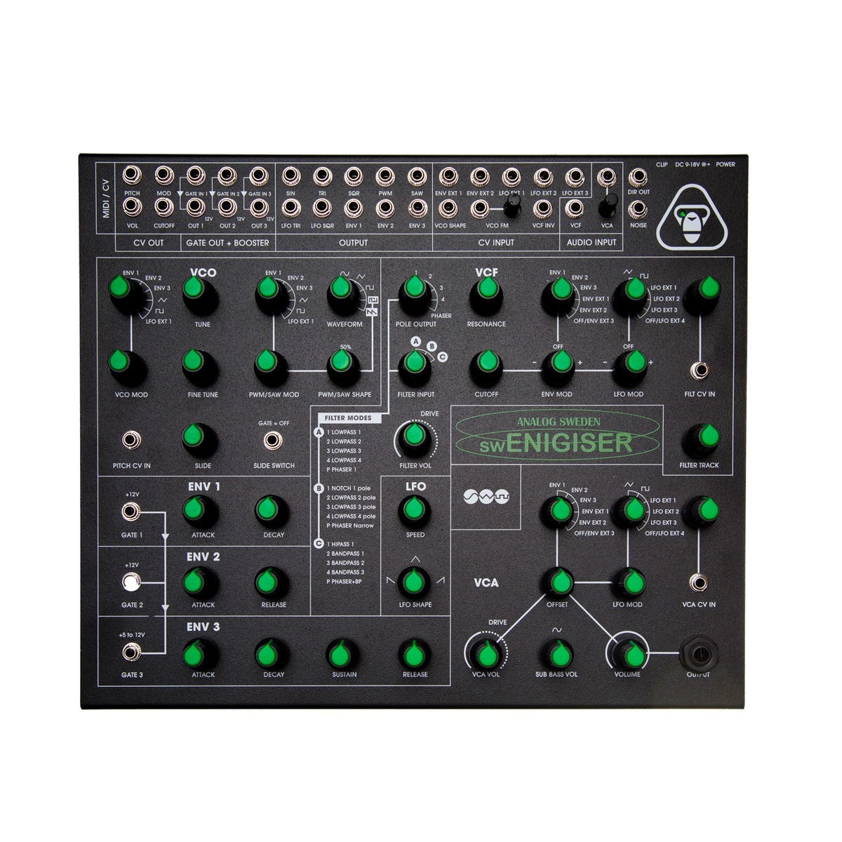 swEnigiser Limited Edition analog synthesizer in black Secret Gorilla housing