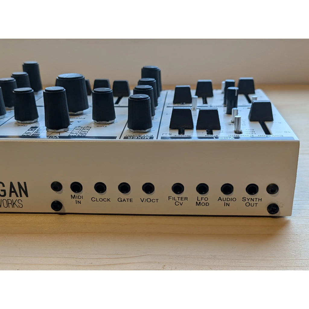 Michigan Synth Works MSW-820 rear panel with MIDI, CV and audio connections