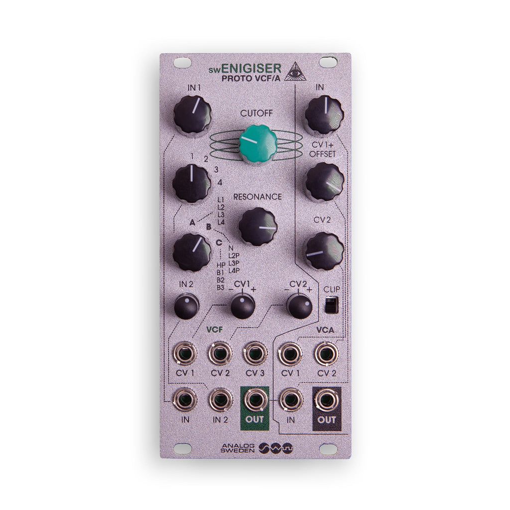 swEnigiser Proto VCF/A Modul mit silberner Frontplatte, Frontansicht